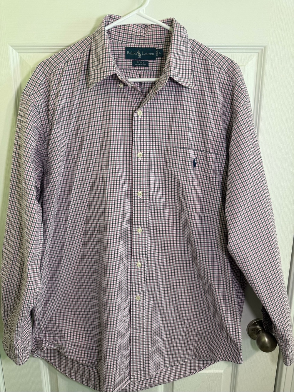 Ralph Lauren Men's Pink and Navy Micro-Check Button-Down Shirt